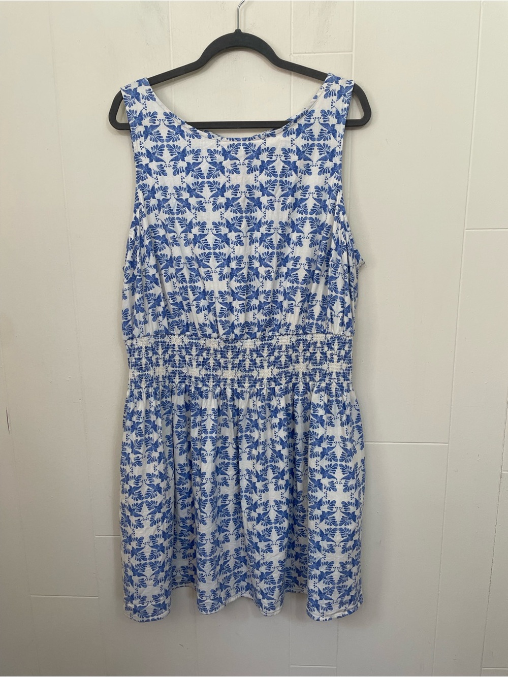 Universal Thread Sleeveless Dress Size XXL Blue White Print Boho Coastal Chic